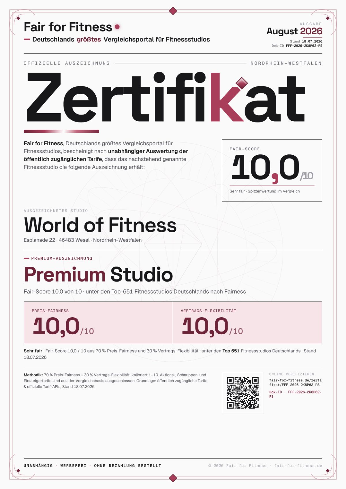 Zertifikat „Premium Studio"