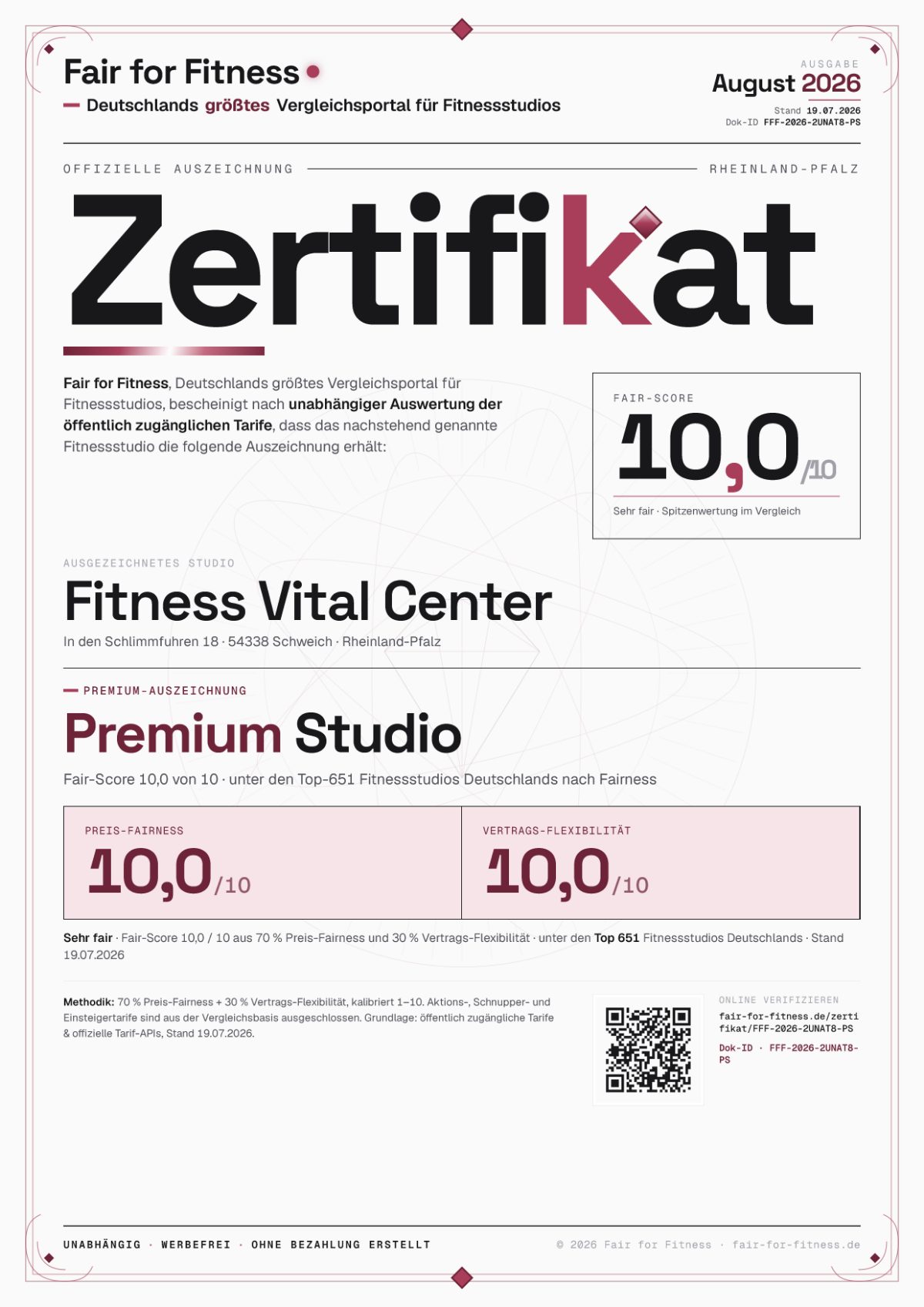 Zertifikat „Premium Studio"