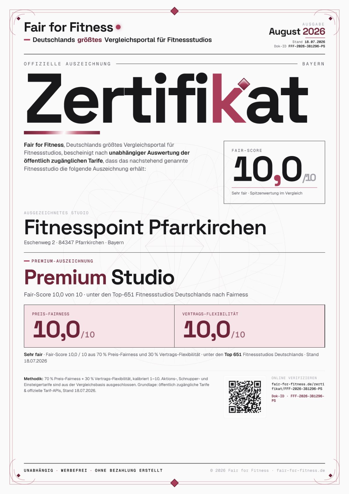 Zertifikat „Premium Studio"