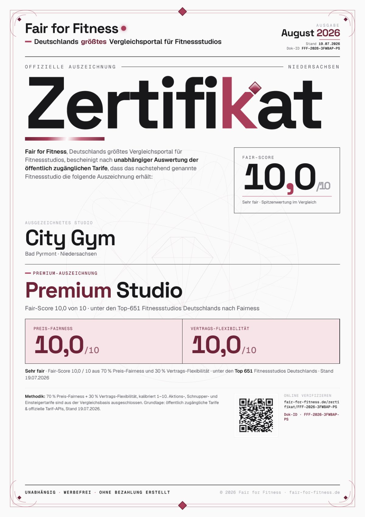 Zertifikat „Premium Studio"