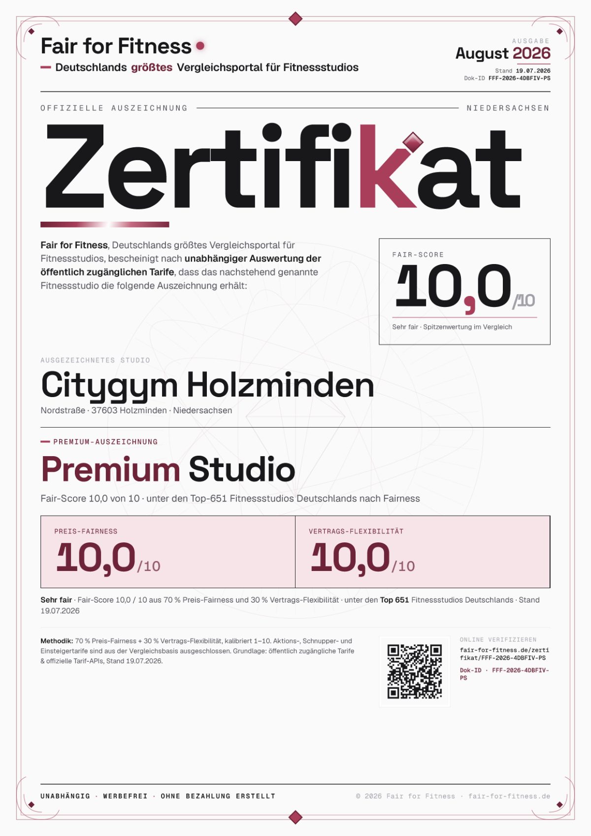 Zertifikat „Premium Studio"