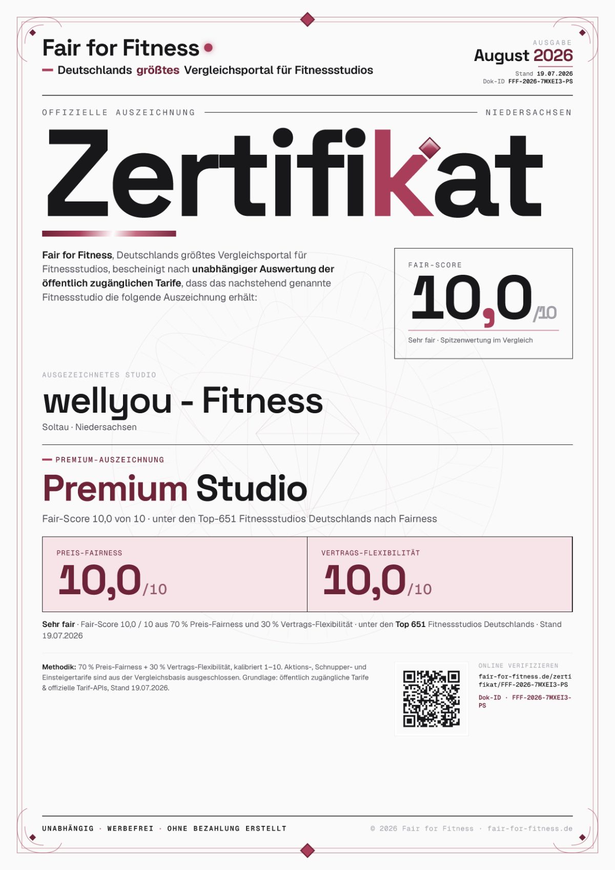 Zertifikat „Premium Studio"