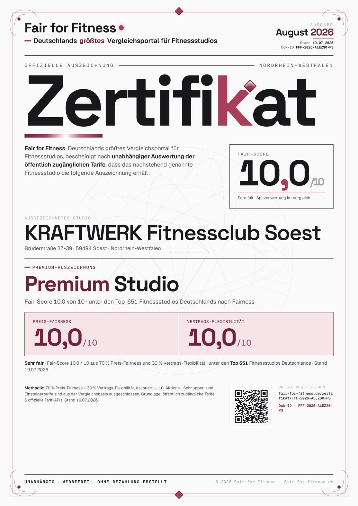 Zertifikat „Premium Studio"