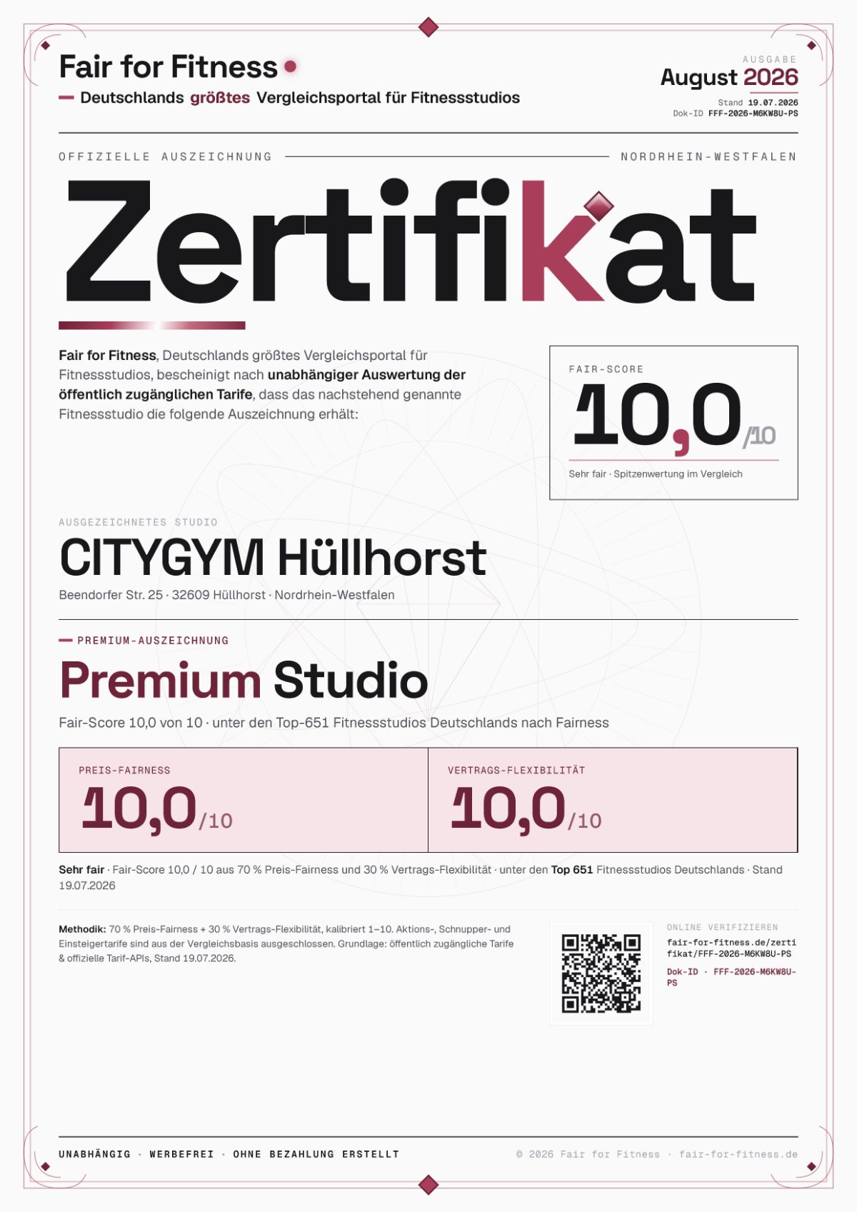 Zertifikat „Premium Studio"