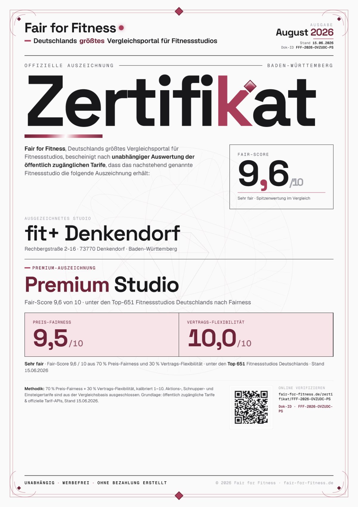 Zertifikat „Premium Studio"