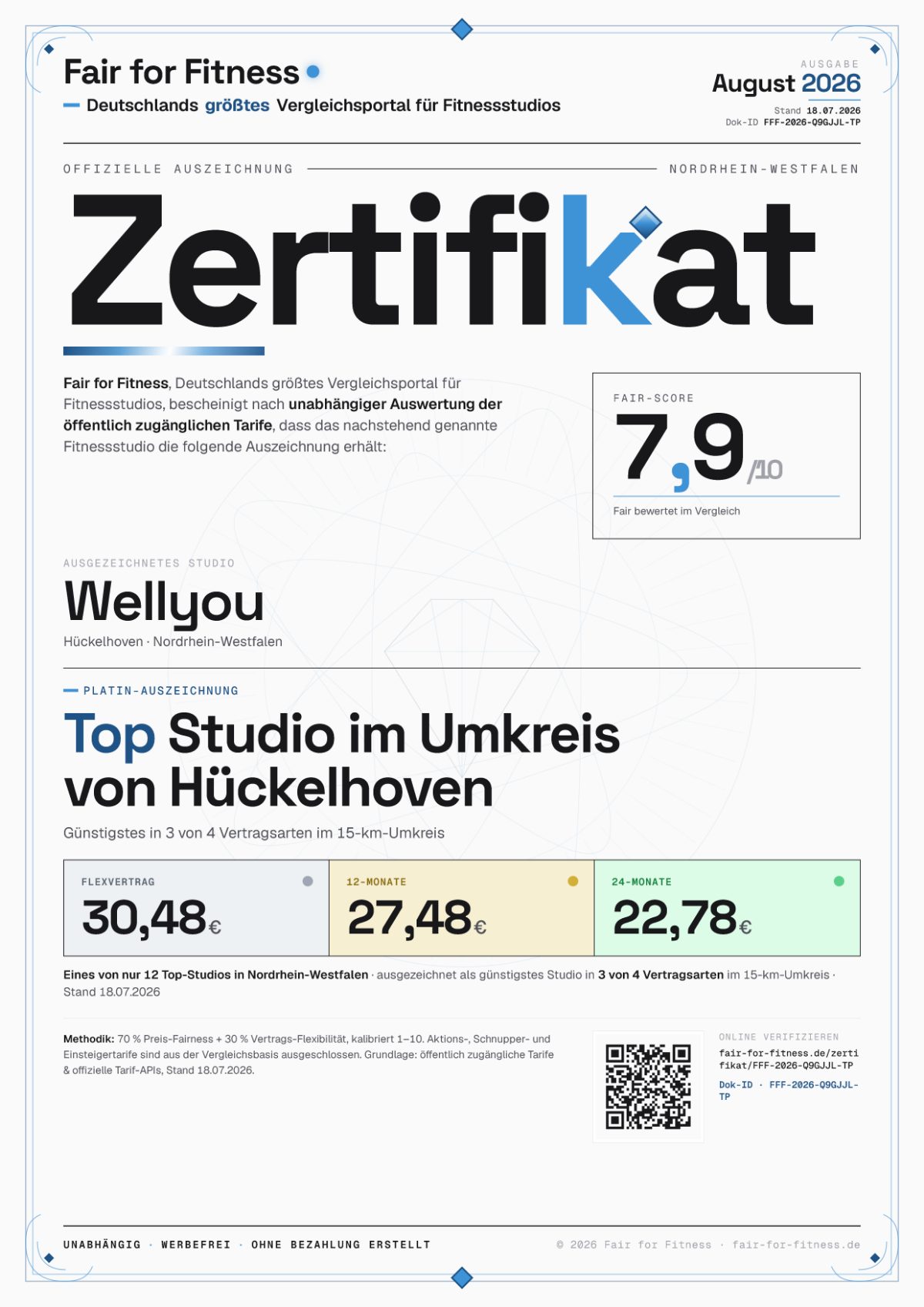 Zertifikat „Top Studio im Umkreis von Hückelhoven"
