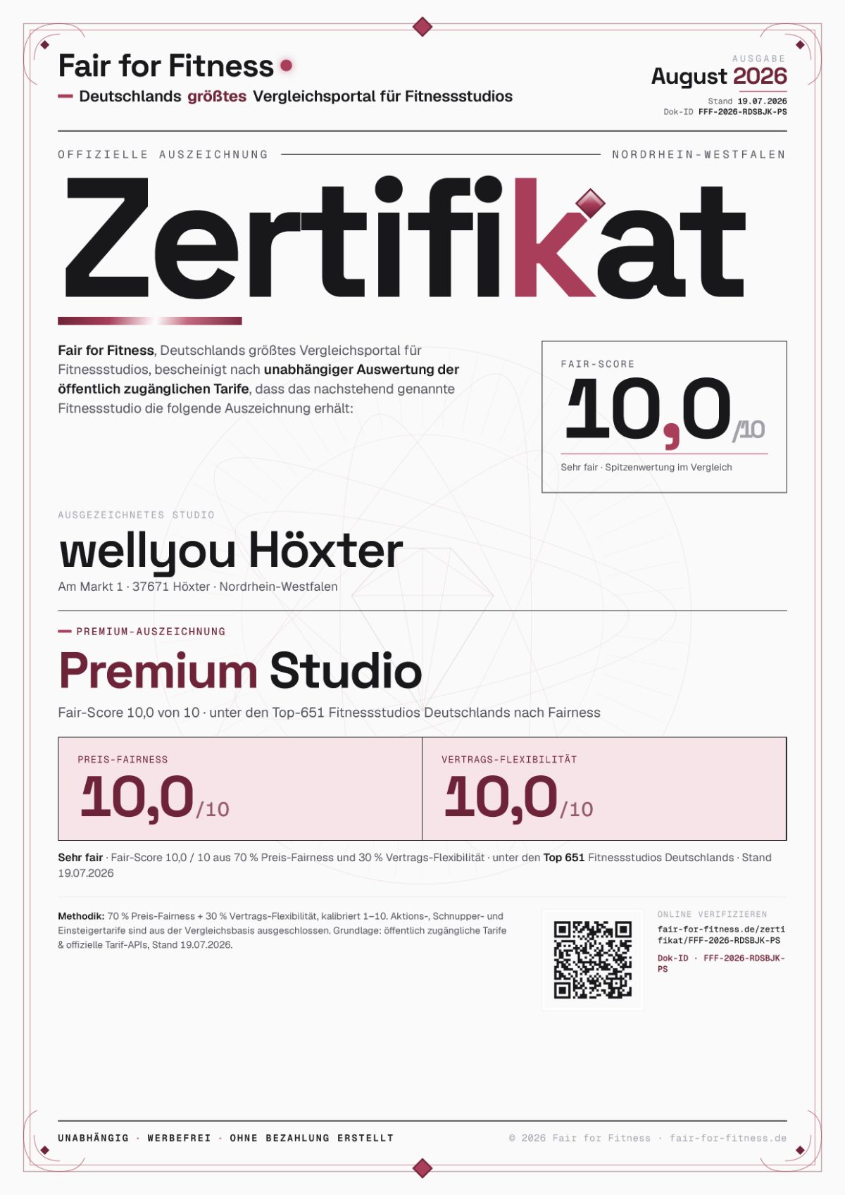 Zertifikat „Premium Studio"