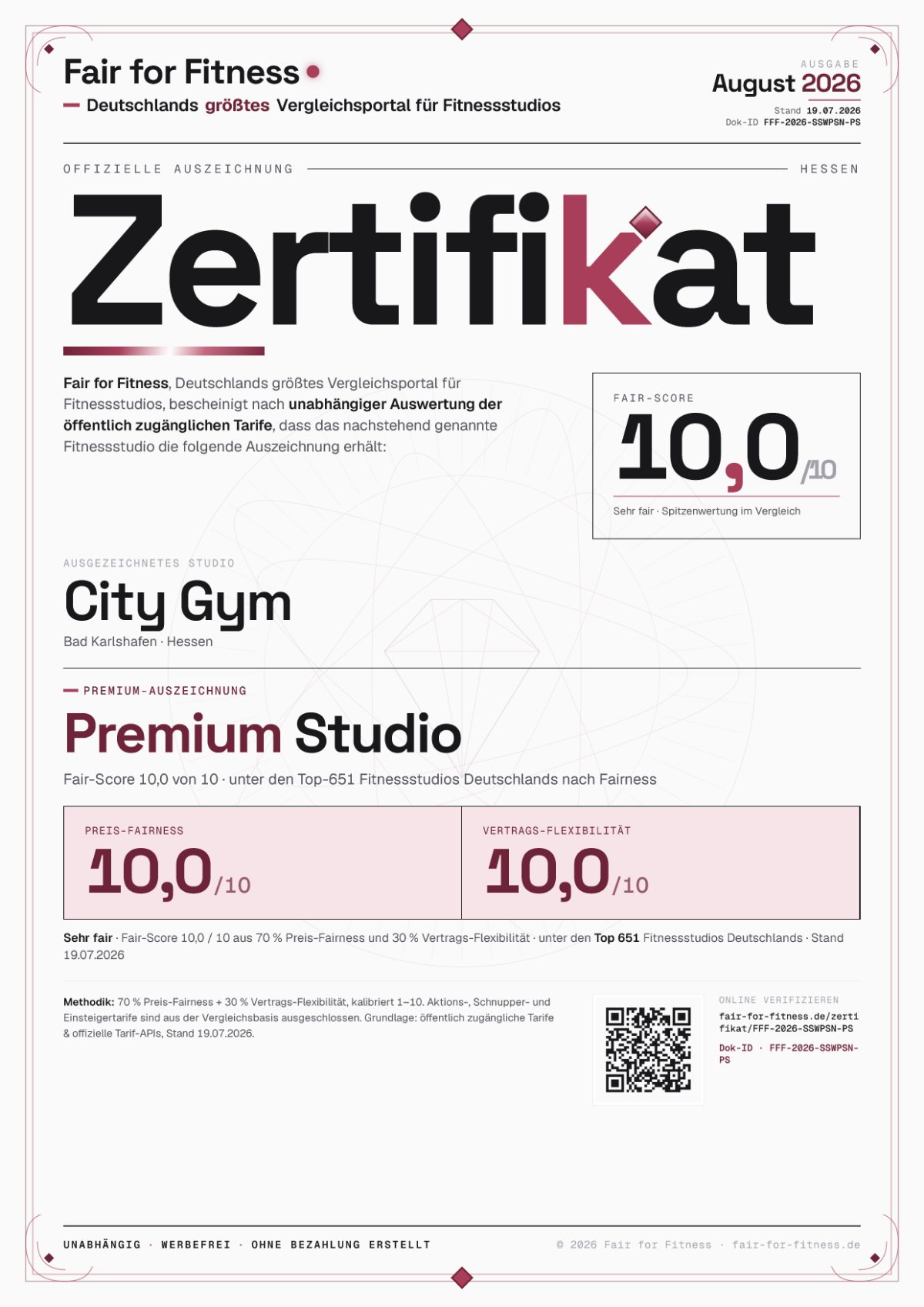 Zertifikat „Premium Studio"