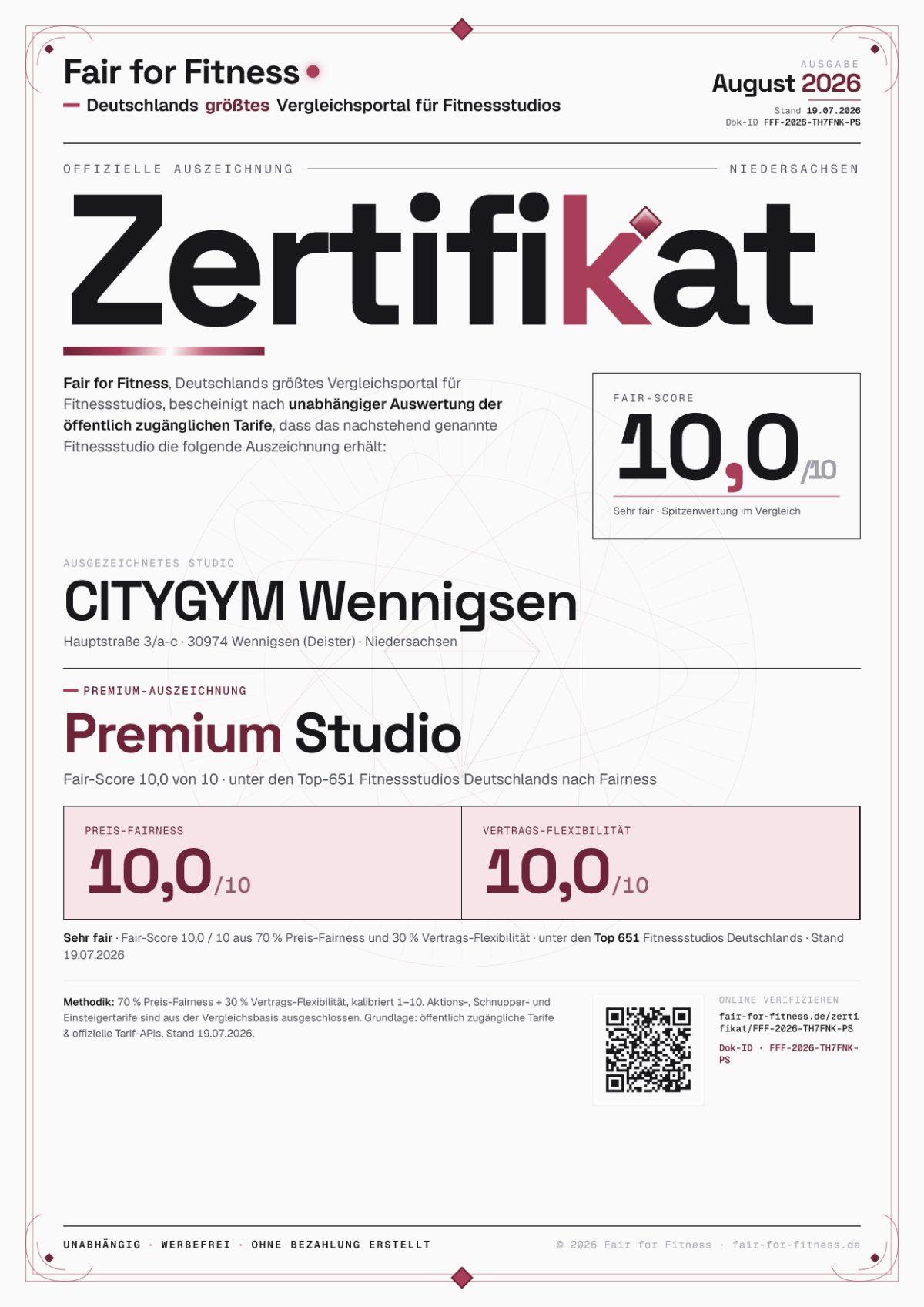 Zertifikat „Premium Studio"