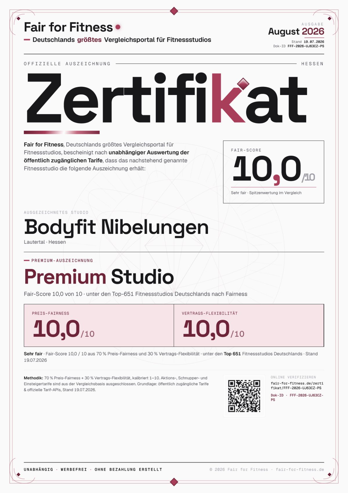 Zertifikat „Premium Studio"