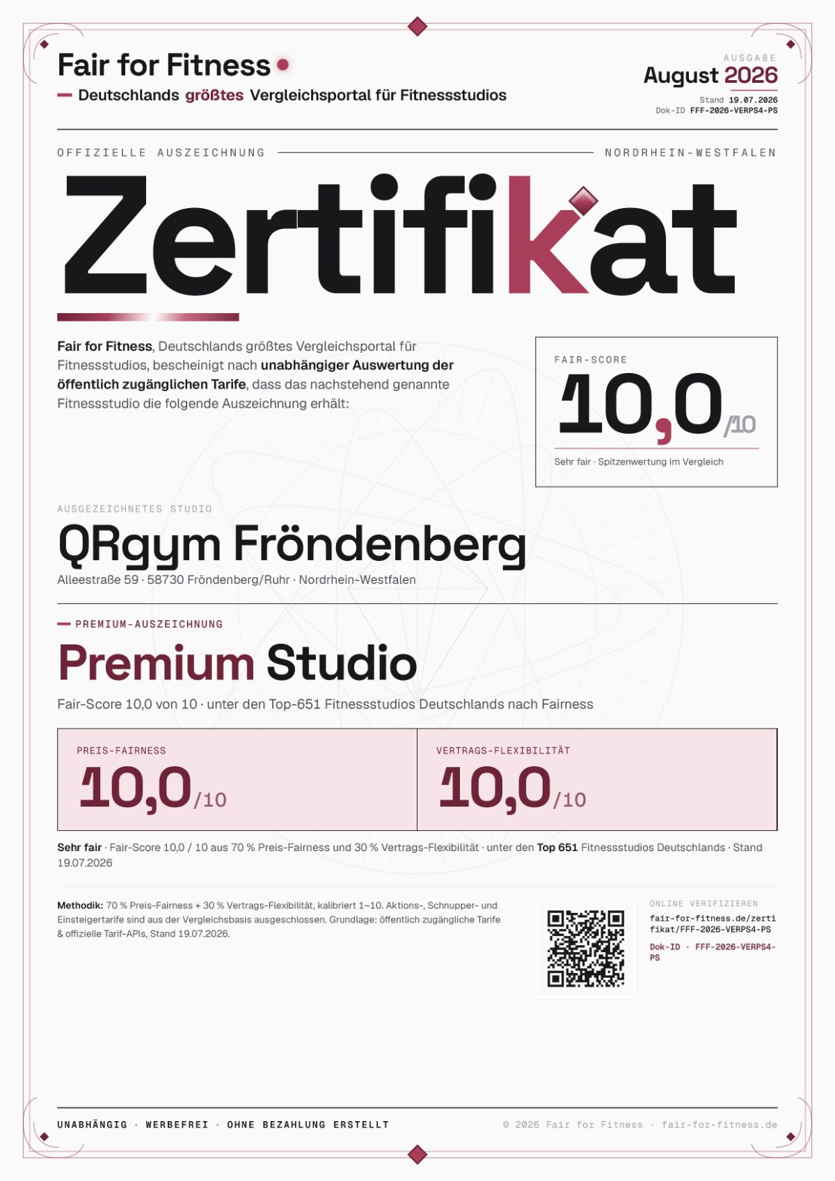 Zertifikat „Premium Studio"